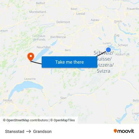 Stansstad to Grandson map