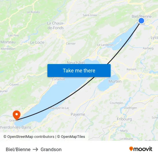 Biel/Bienne to Grandson map