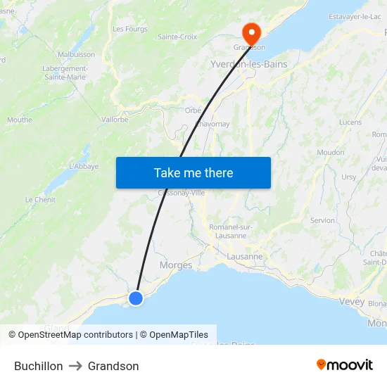 Buchillon to Grandson map