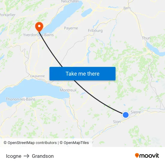 Icogne to Grandson map