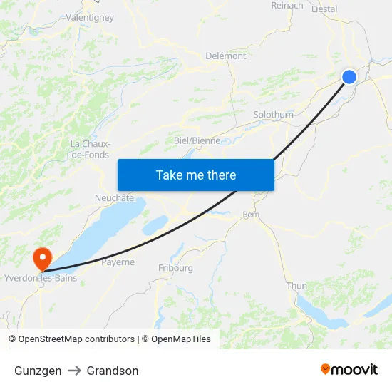 Gunzgen to Grandson map