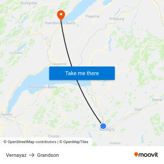 Vernayaz to Grandson map