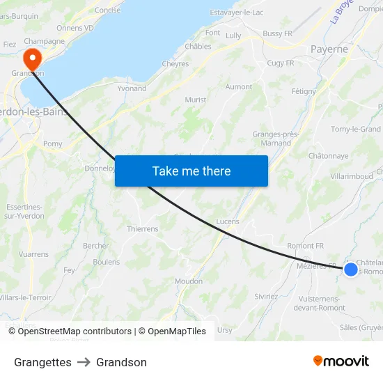 Grangettes to Grandson map
