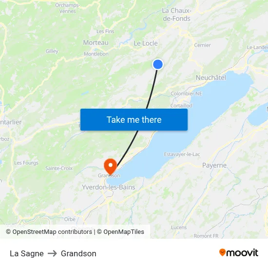 La Sagne to Grandson map