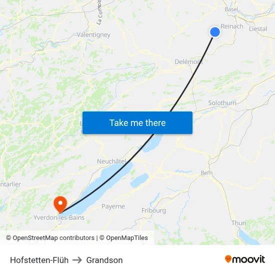 Hofstetten-Flüh to Grandson map