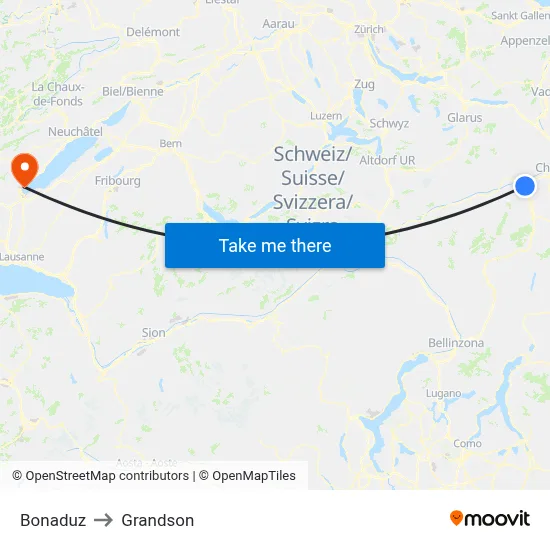 Bonaduz to Grandson map