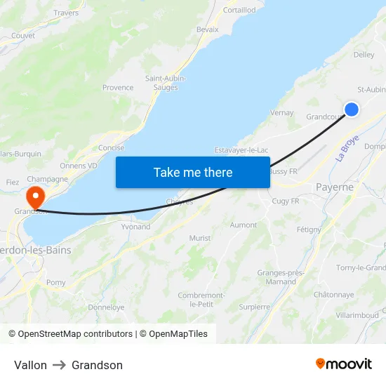 Vallon to Grandson map
