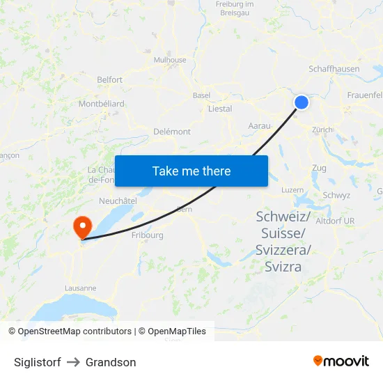 Siglistorf to Grandson map