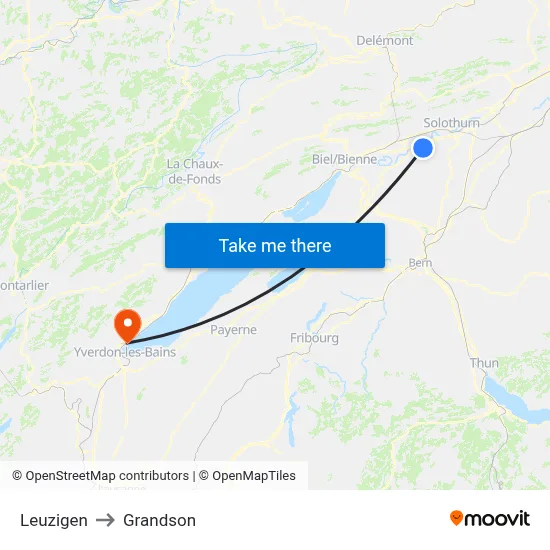 Leuzigen to Grandson map