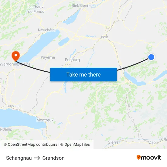 Schangnau to Grandson map