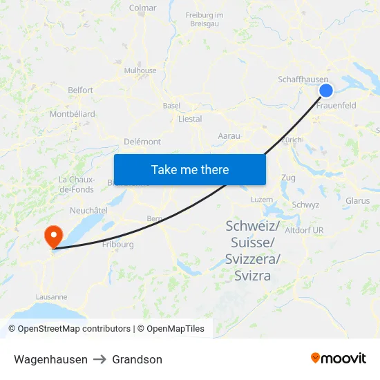 Wagenhausen to Grandson map