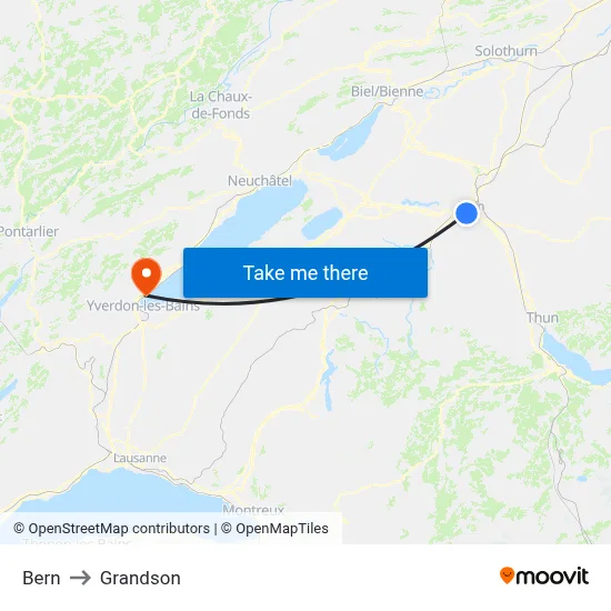 Bern to Grandson map
