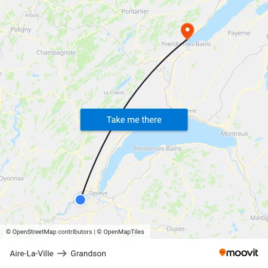 Aire-La-Ville to Grandson map