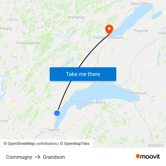 Commugny to Grandson map