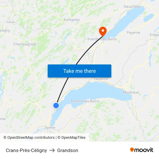 Crans-Près-Céligny to Grandson map