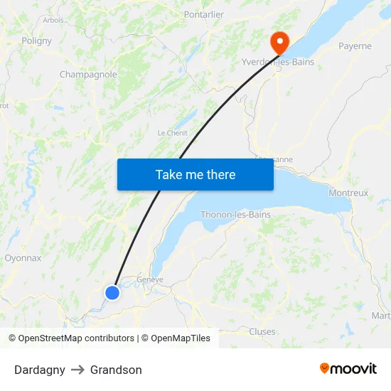 Dardagny to Grandson map