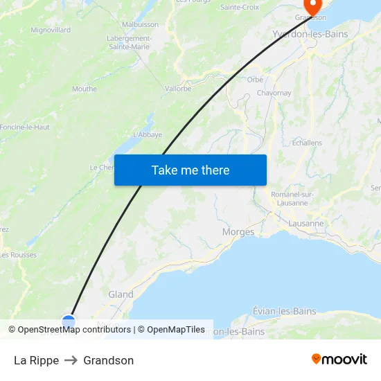 La Rippe to Grandson map