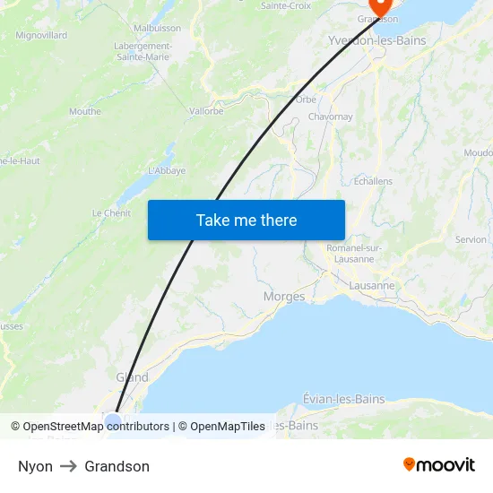 Nyon to Grandson map