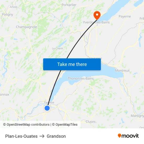 Plan-Les-Ouates to Grandson map