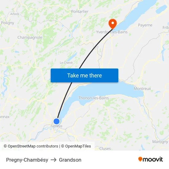 Pregny-Chambésy to Grandson map