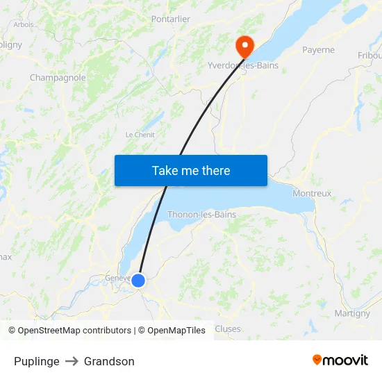 Puplinge to Grandson map