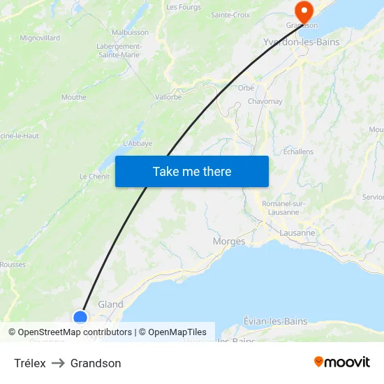 Trélex to Grandson map