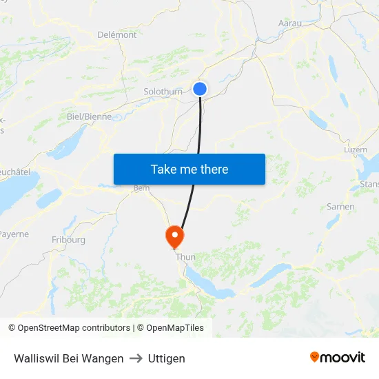 Walliswil Bei Wangen to Uttigen map
