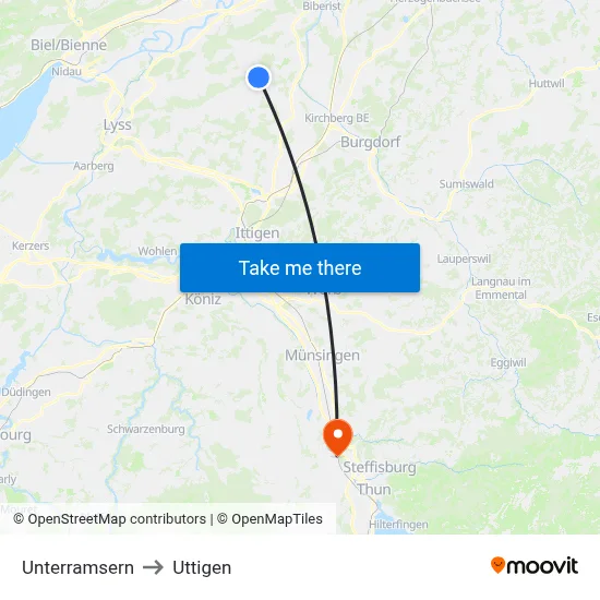 Unterramsern to Uttigen map