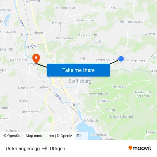 Unterlangenegg to Uttigen map