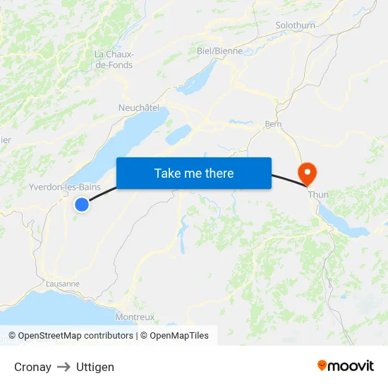Cronay to Uttigen map