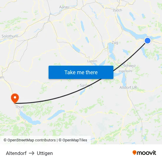 Altendorf to Uttigen map