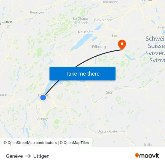 Genève to Uttigen map