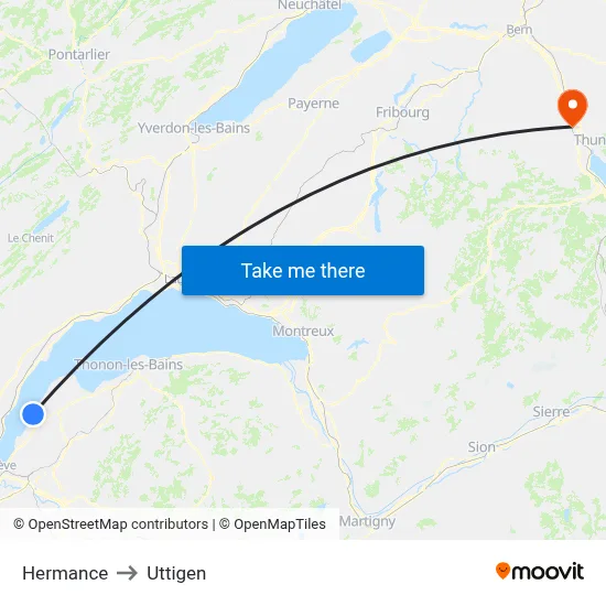 Hermance to Uttigen map