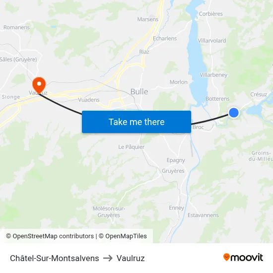 Châtel-Sur-Montsalvens to Vaulruz map