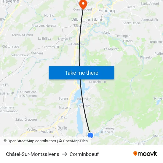 Châtel-Sur-Montsalvens to Corminboeuf map