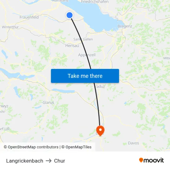 Langrickenbach to Chur map