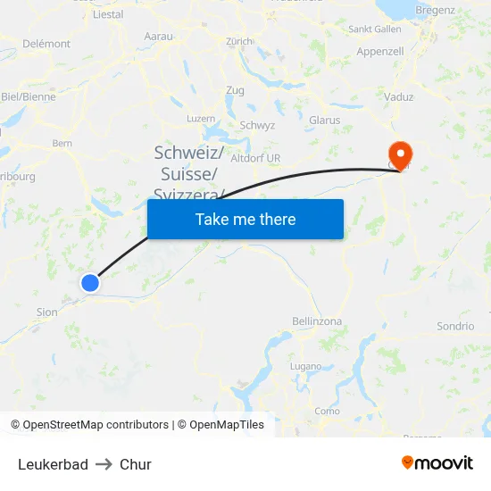Leukerbad to Chur map