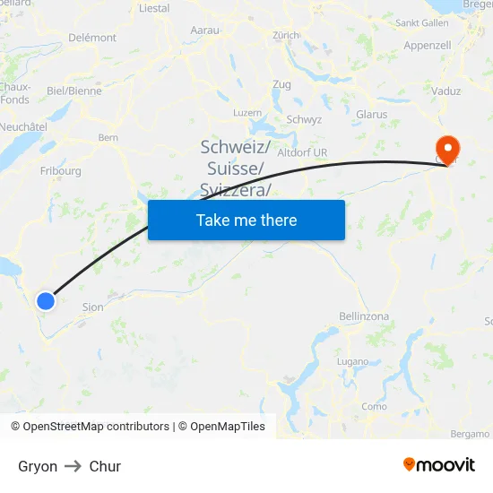 Gryon to Chur map