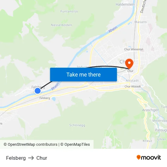 Felsberg to Chur map