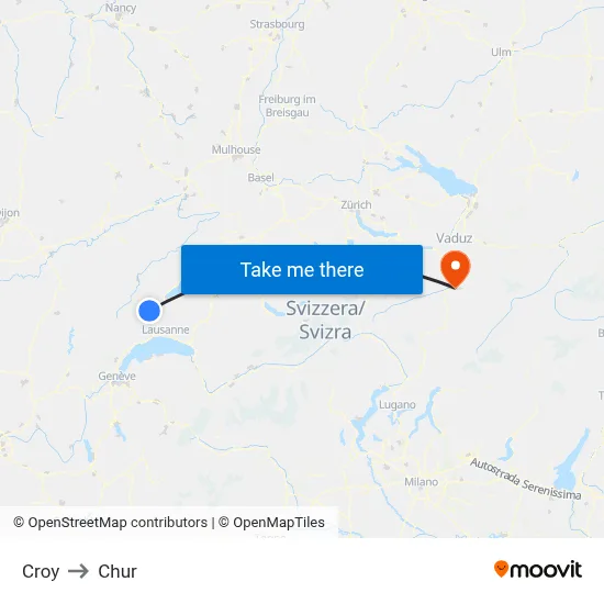 Croy to Chur map