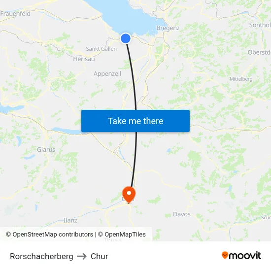 Rorschacherberg to Chur map