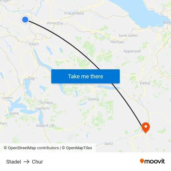 Stadel to Chur map