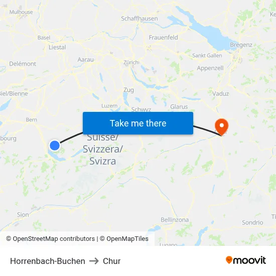Horrenbach-Buchen to Chur map