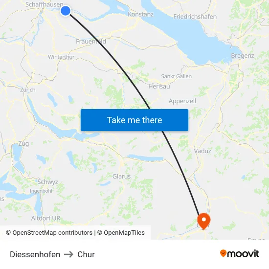 Diessenhofen to Chur map