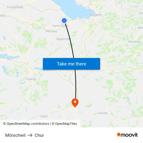 Mörschwil to Chur map