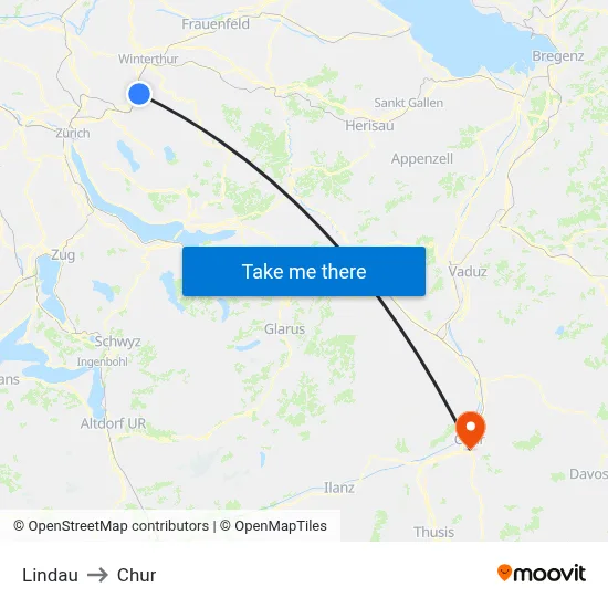 Lindau to Chur map