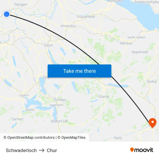 Schwaderloch to Chur map