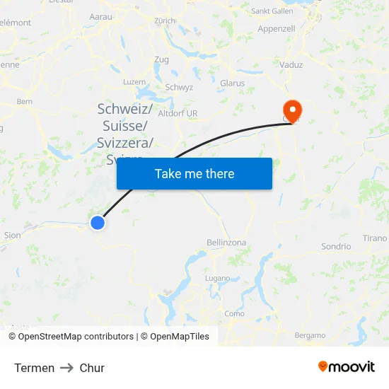 Termen to Chur map