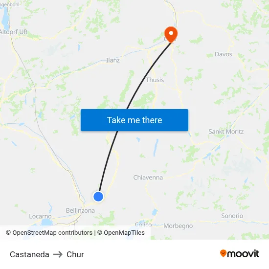 Castaneda to Chur map