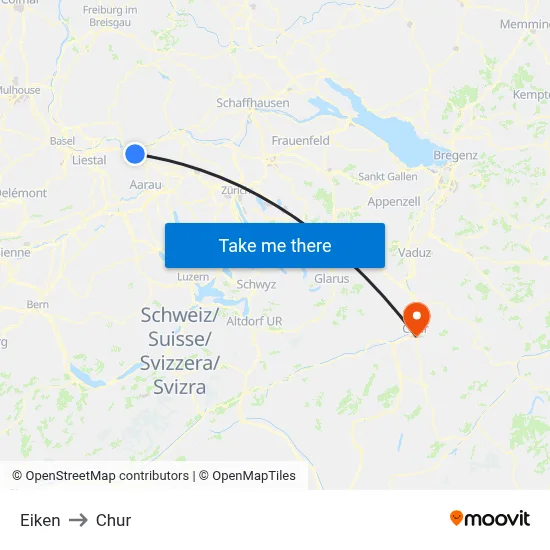 Eiken to Chur map